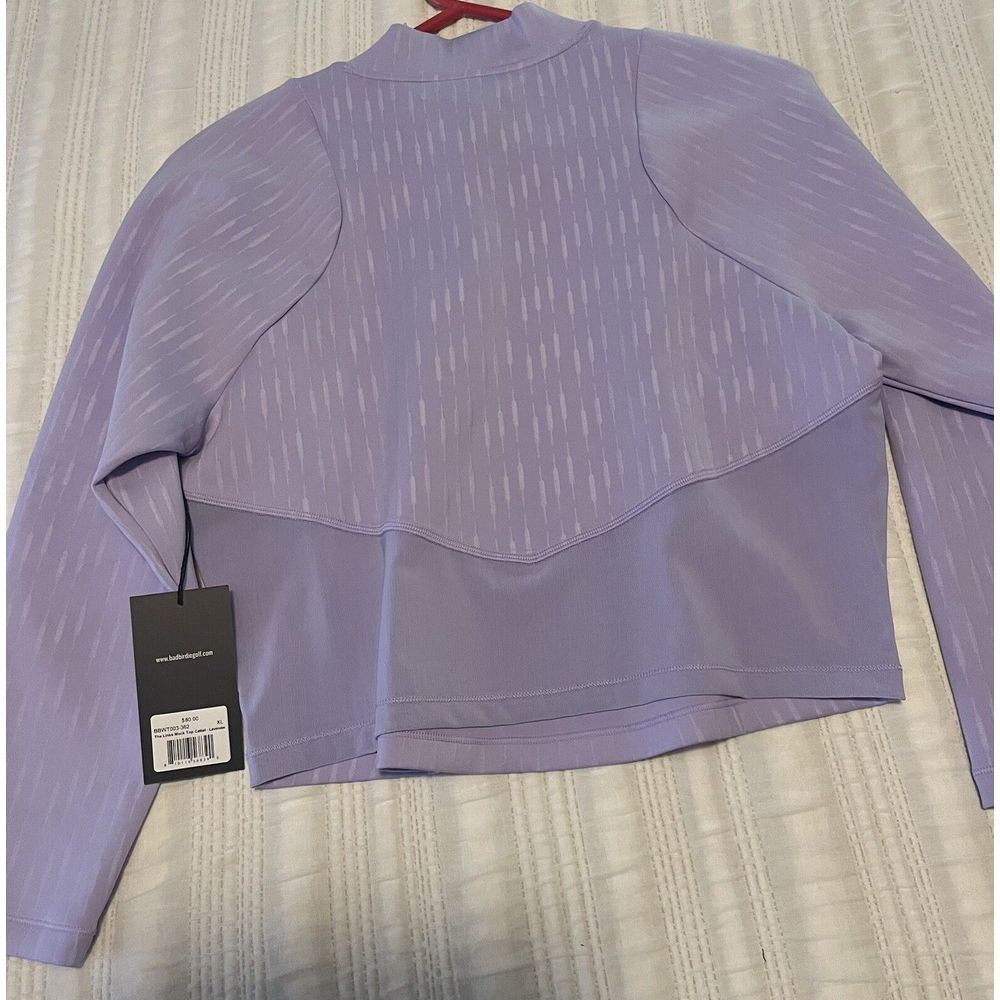 Bad Birdie Lavender Crop Top with Subtle Stripe Texture - Picture 3 of 3